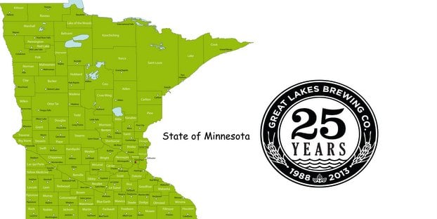 Minnesota map Great Lakes Brewing