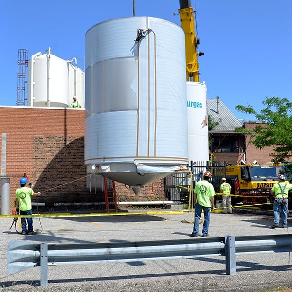 The six tanks, constructed in Germany, arrived in Cleveland’s harbor via ocean vessel in late June.