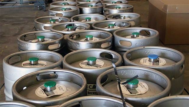 Kegs await loading at the new Cape May facility (we assume to CBB headquarters). 