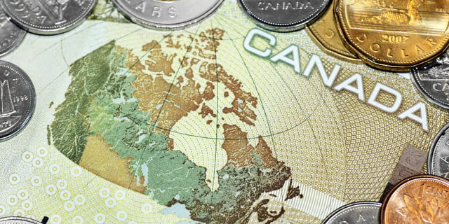 Canada money Canadian map