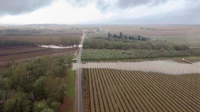 Rogue Farms flooding aerial
