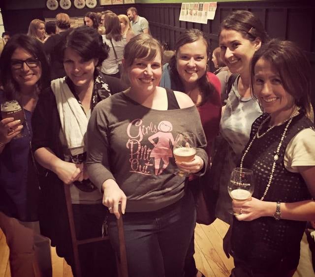 The Indianapolis chapter of Girls Pint Out, enjoying a girls pint out. 
