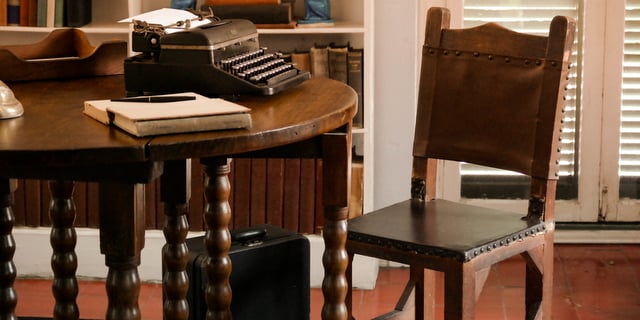 chair desk typewriter 