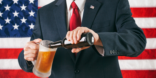 politician pouring beer american flag United States cbb crop