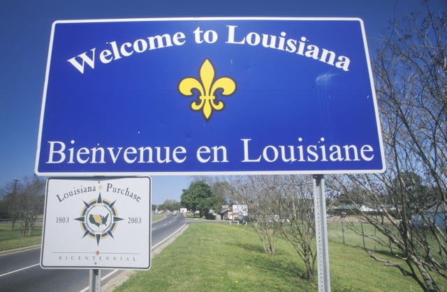 Louisiana state sign welcome to 