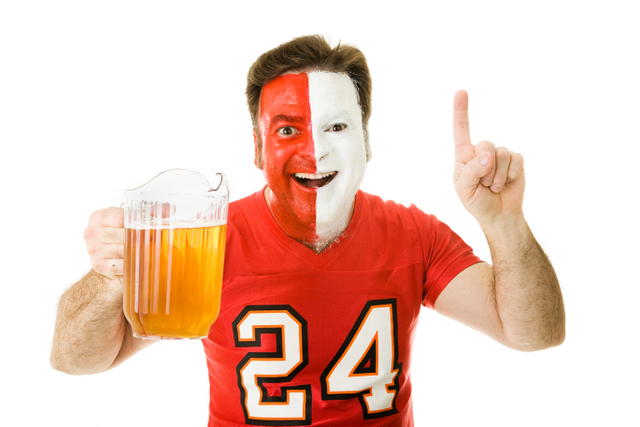 college sports beer fan football pitcher face painter 