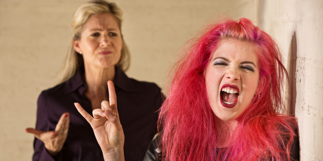 loud mother daughter punk rock devil horns business edgy cbb crop