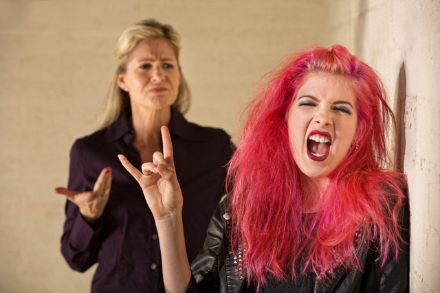 loud mother daughter punk rock devil horns business edgy 