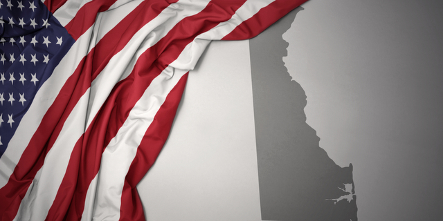 Delaware map American flag cbb crop