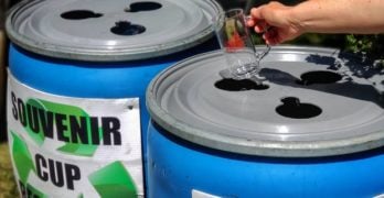Blue barrel for recycling