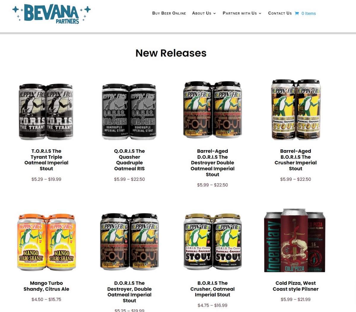 Bevana-com Hoppin Frog selection of cans