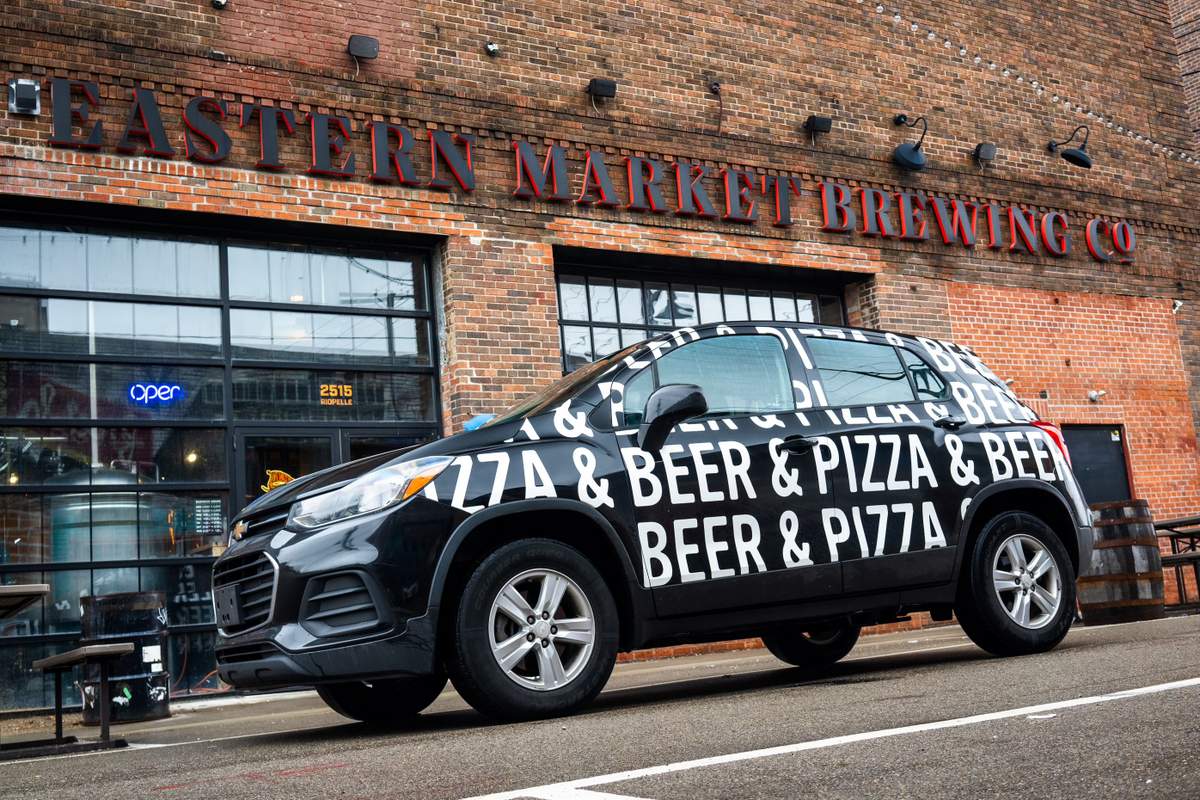 Pizza beer delivery car Eastern Market Brewing partners with Elephant & Co