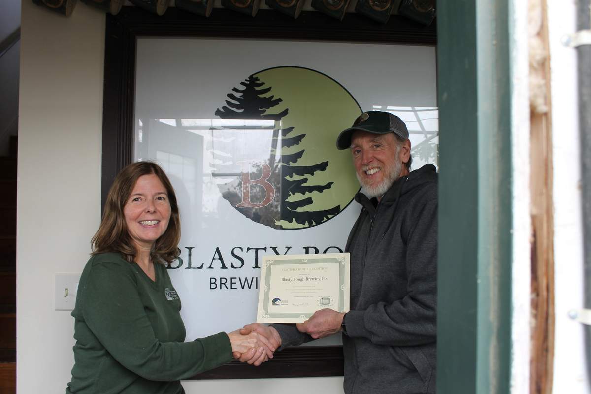 Kathy Black, Pollution Prevention Program Manager, NH Department of Environmental Services & Dave Stewart, Co-owner and head brewer