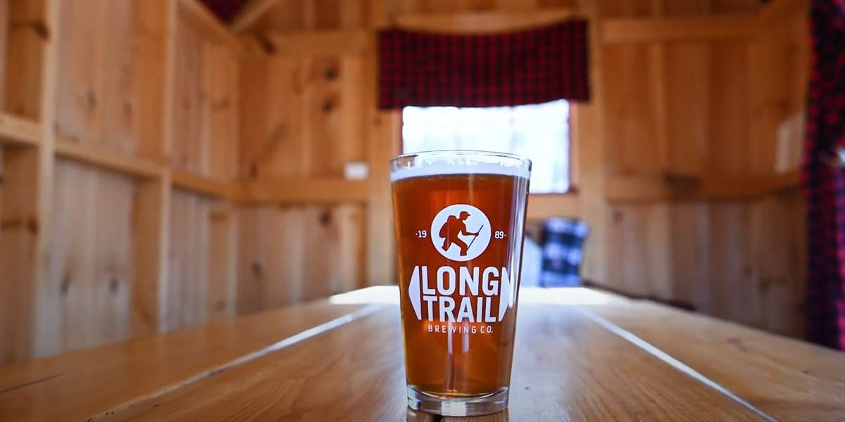 Long Trail Sugar Shed beer on table